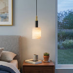 Alabaster Cylindrical Thread Pendant Light — image 2