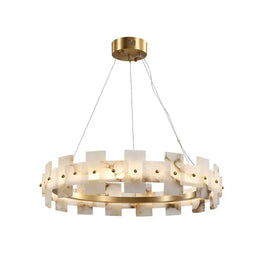 Alabaster Rectangle Annular Chandelier — image 1