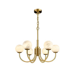 Alabaster Modern Brass Chandelier — image 1