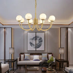 Alabaster Modern Brass Chandelier — image 9