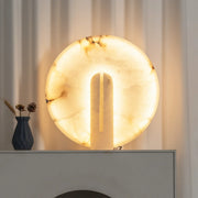 Alabaster Modern Disc Table Lamp