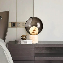 Alabaster Modern Smoked Glass Table Lamp — image 2