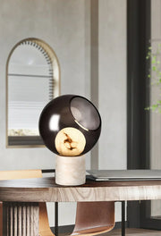 Alabaster Modern Smoked Glass Table Lamp — image 9