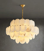 Alabaster Multi-Layer Brass Chandelier