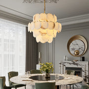 Alabaster Multi-Layer Brass Chandelier