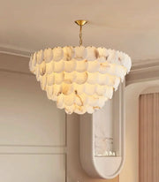 Alabaster Multi-Layer Brass Chandelier