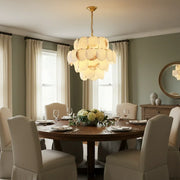 Alabaster Multi-Layer Brass Chandelier