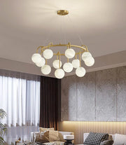 Alabaster Sphere Ring Chandelier
