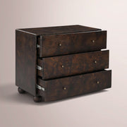 Alvory 3-Drawer Nightstand — DARK BROWN BURL