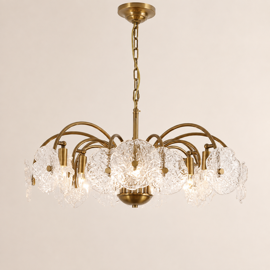 Alon Vintage Glass Tiered Chandelier  27”D 32“D