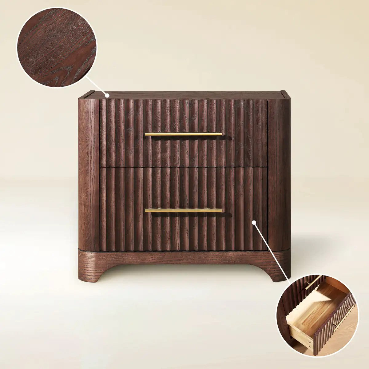 Kian Solid Oak Nightstand For Bedroom