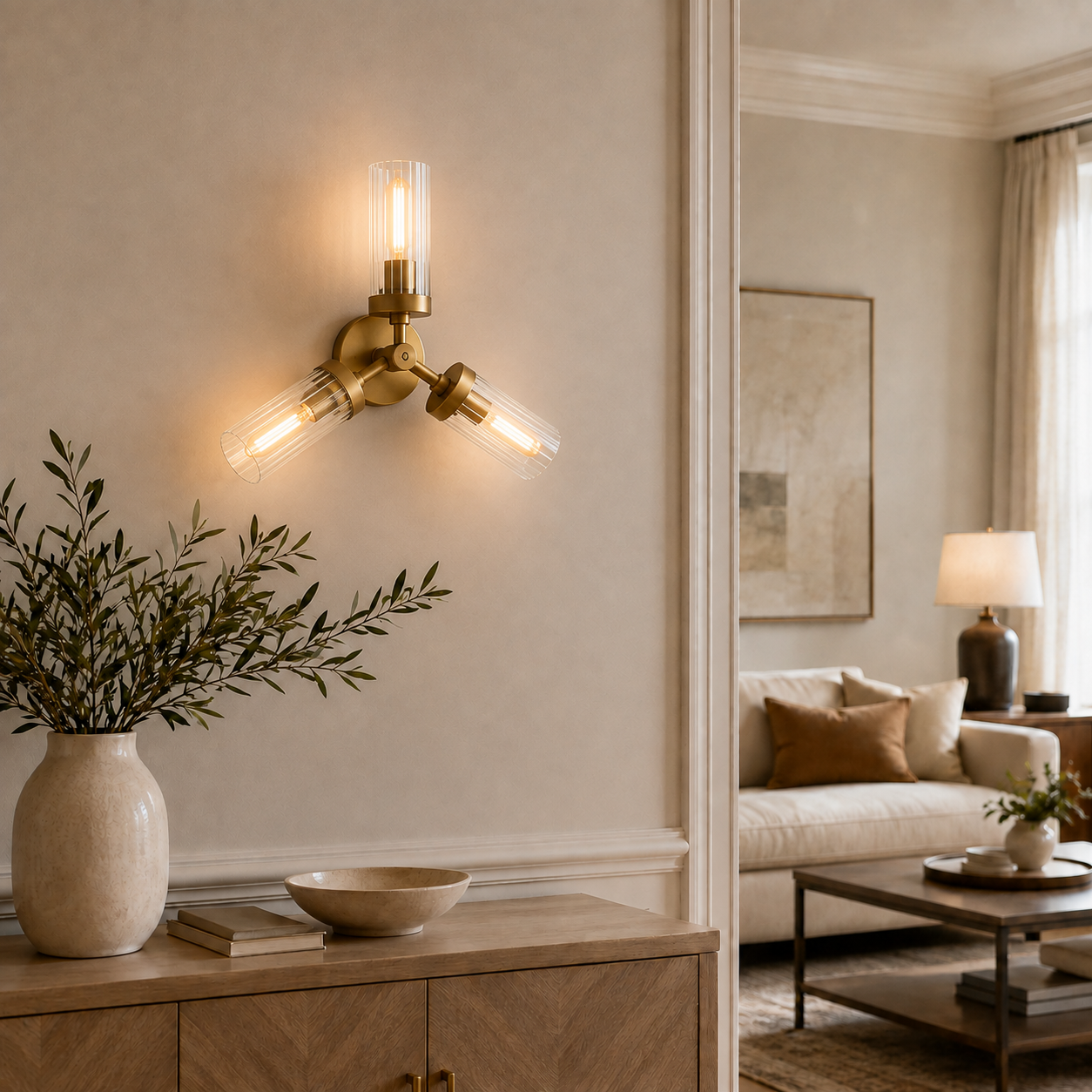 Andreas 3-Light Glass Flushmount