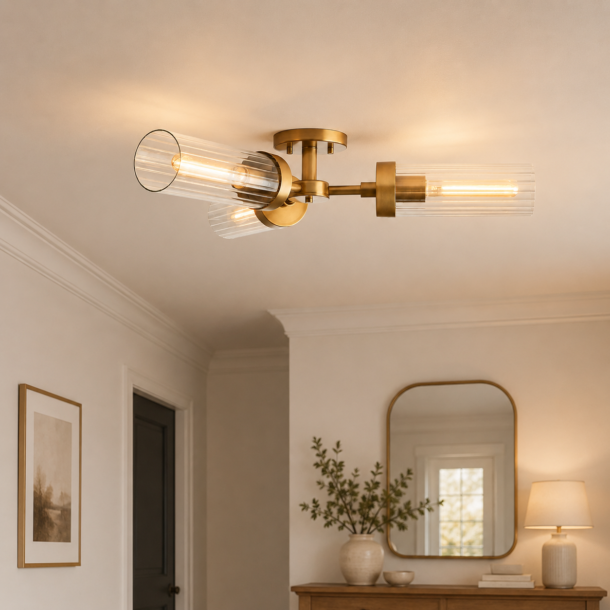 Andreas 3-Light Glass Flushmount