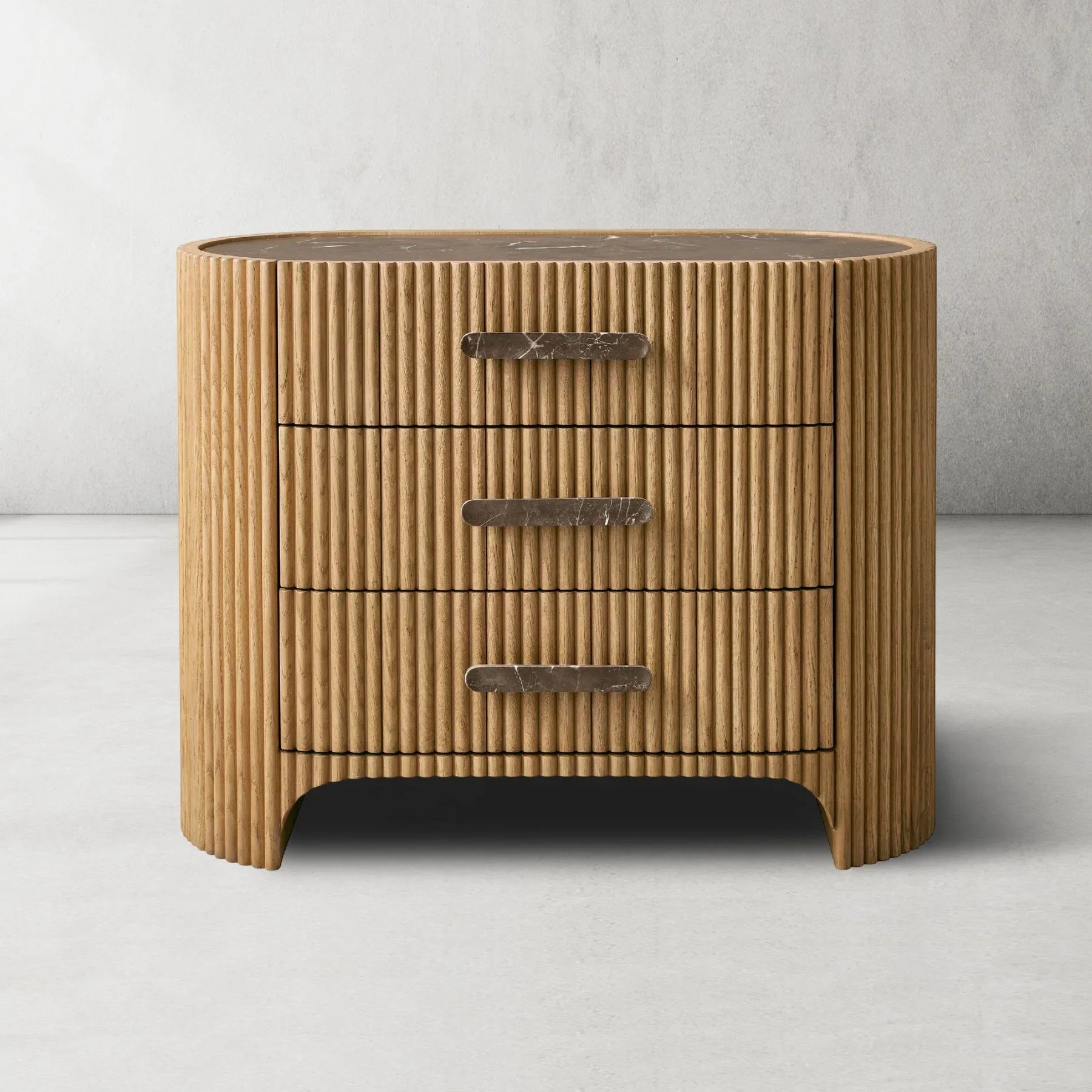 Alder Fluted 3-Drawer Nightstand
