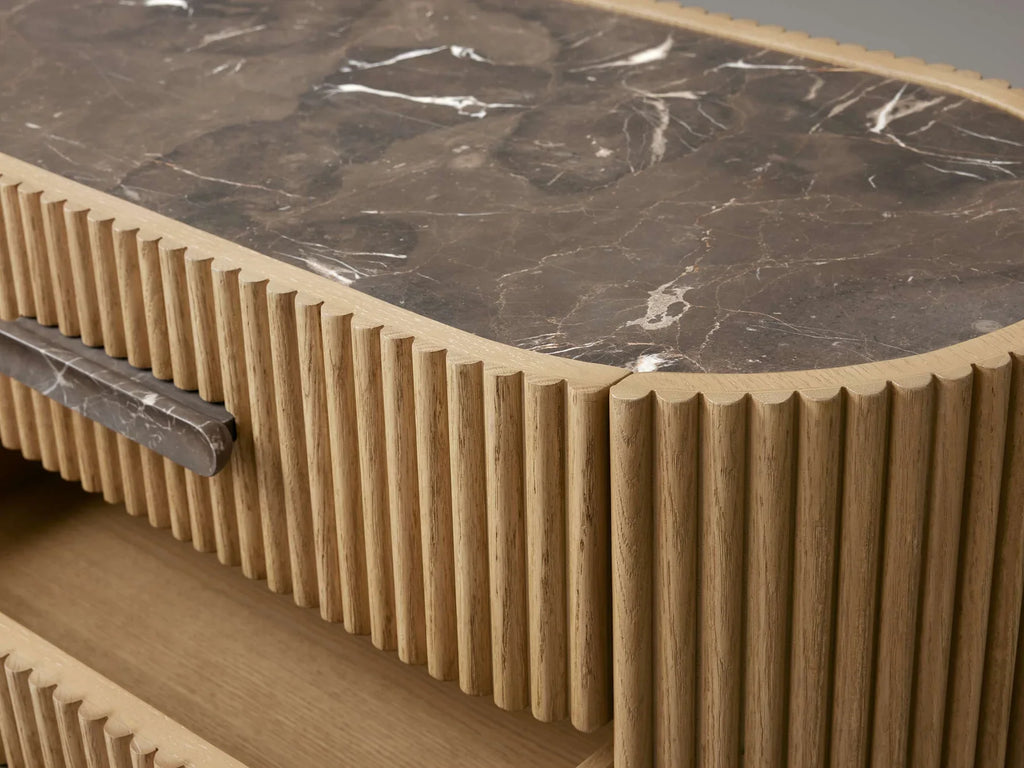 Alder Fluted 3-Drawer Nightstand