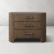 Alder Fluted 3-Drawer Nightstand