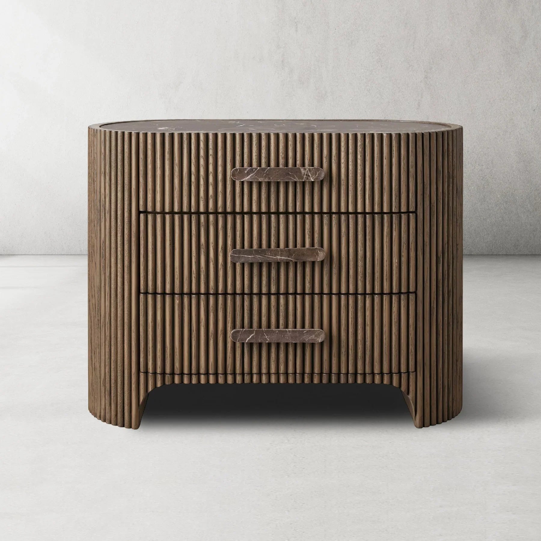 Alder Fluted 3-Drawer Nightstand