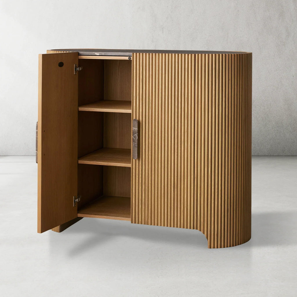 Alder Fluted Demilune Accent Cabinet