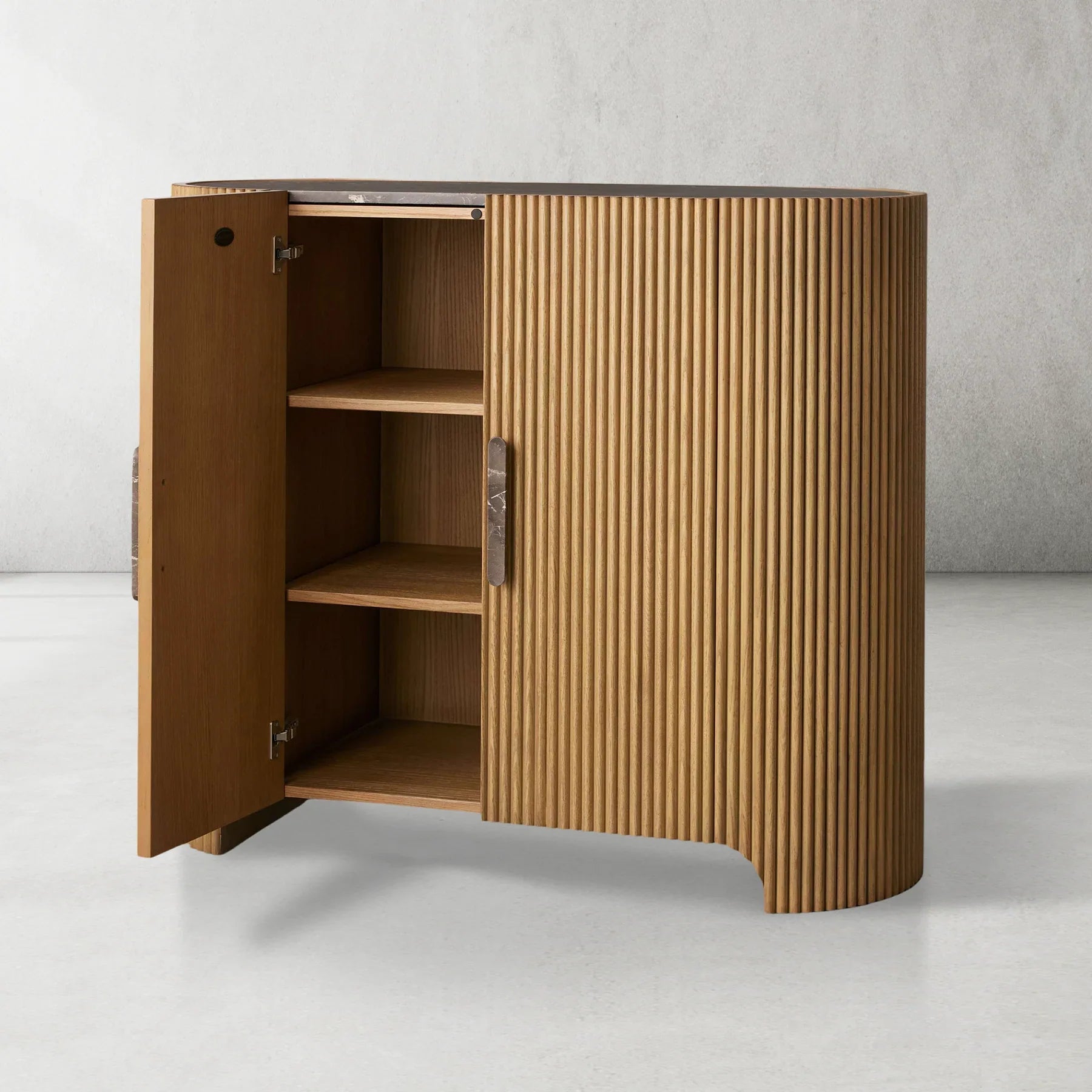 Alder Fluted Demilune Accent Cabinet