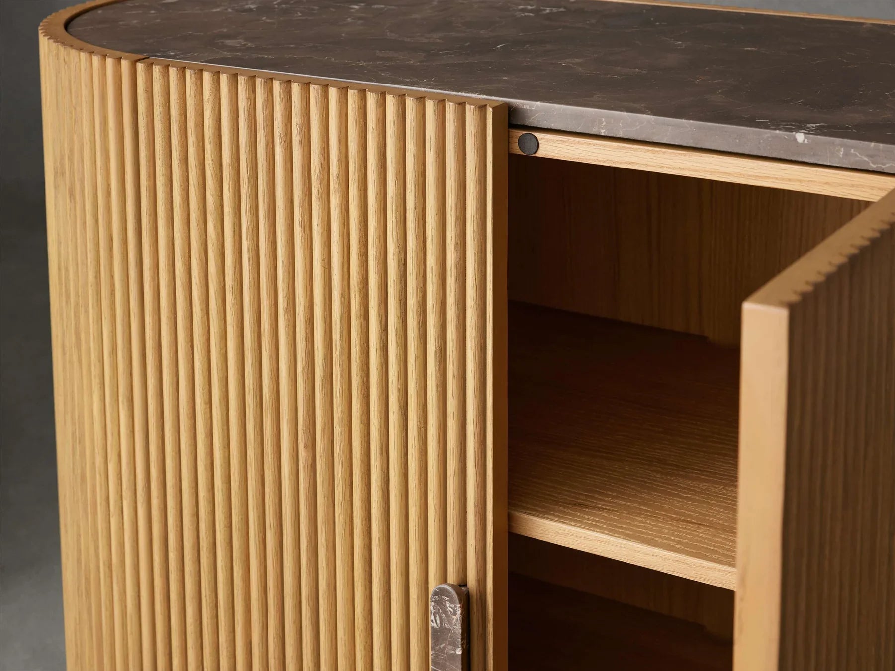 Alder Fluted Demilune Accent Cabinet