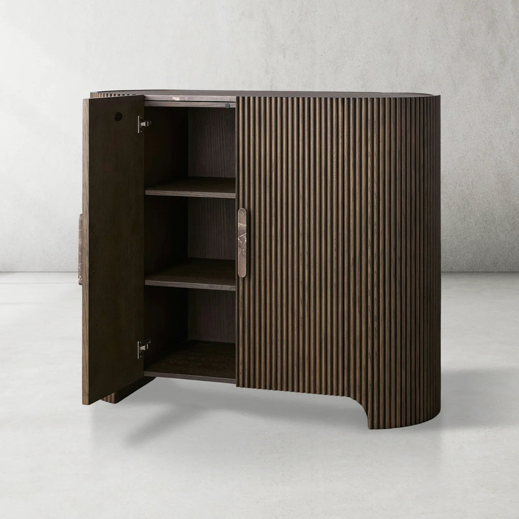 Alder Fluted Demilune Accent Cabinet