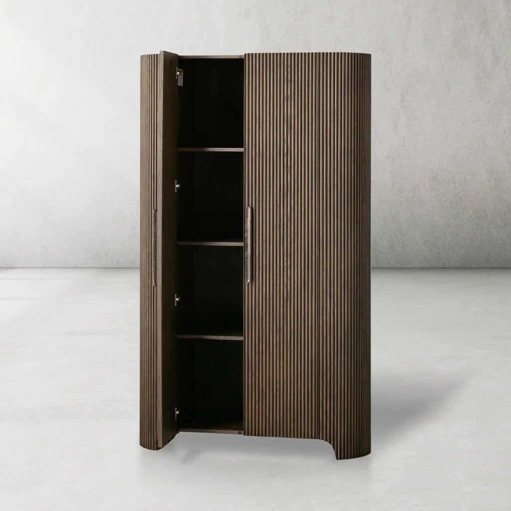 Alder Fluted Rounded Storage Cabinet 80“H
