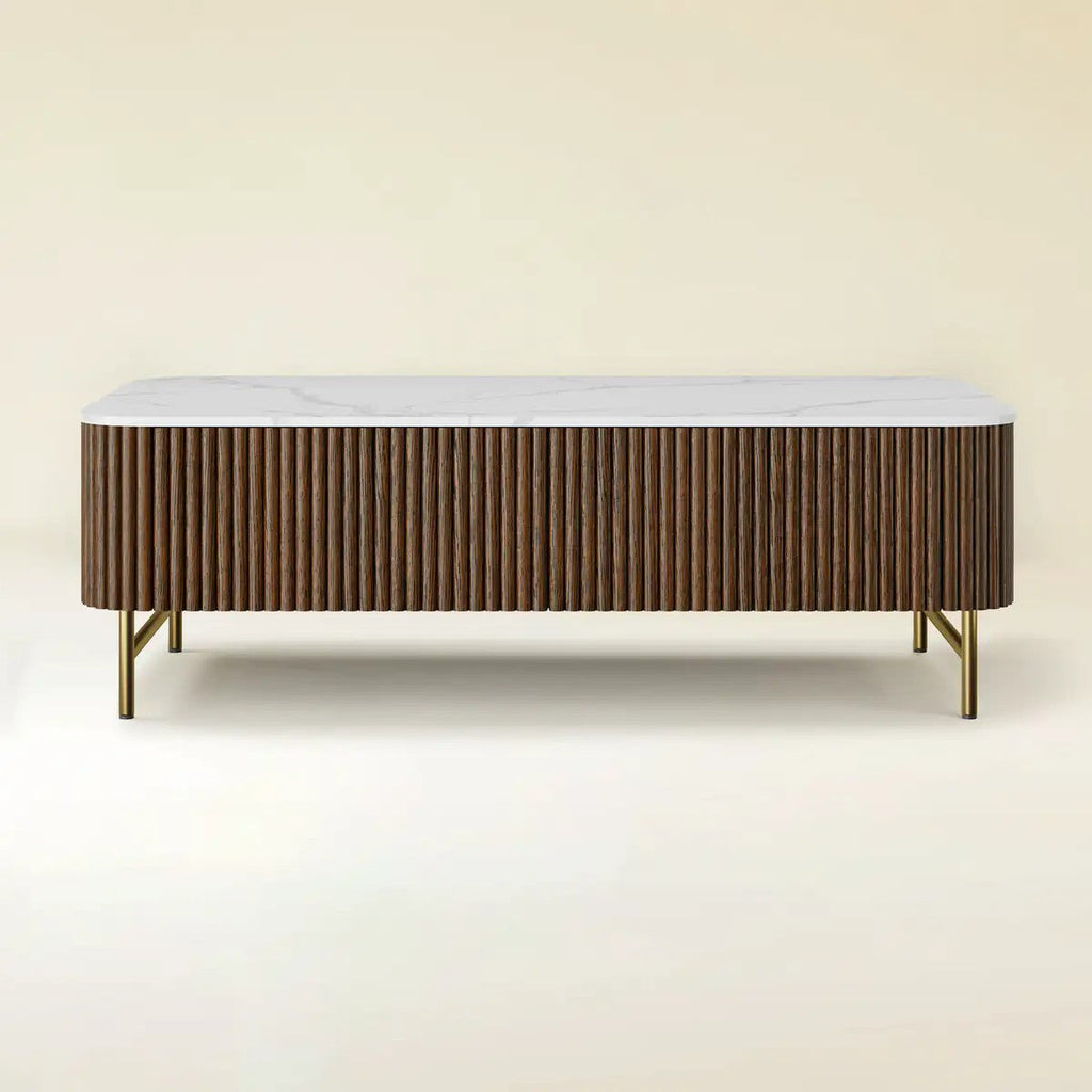 Cedar Oak Stone Coffee Table 47"W For Living Room
