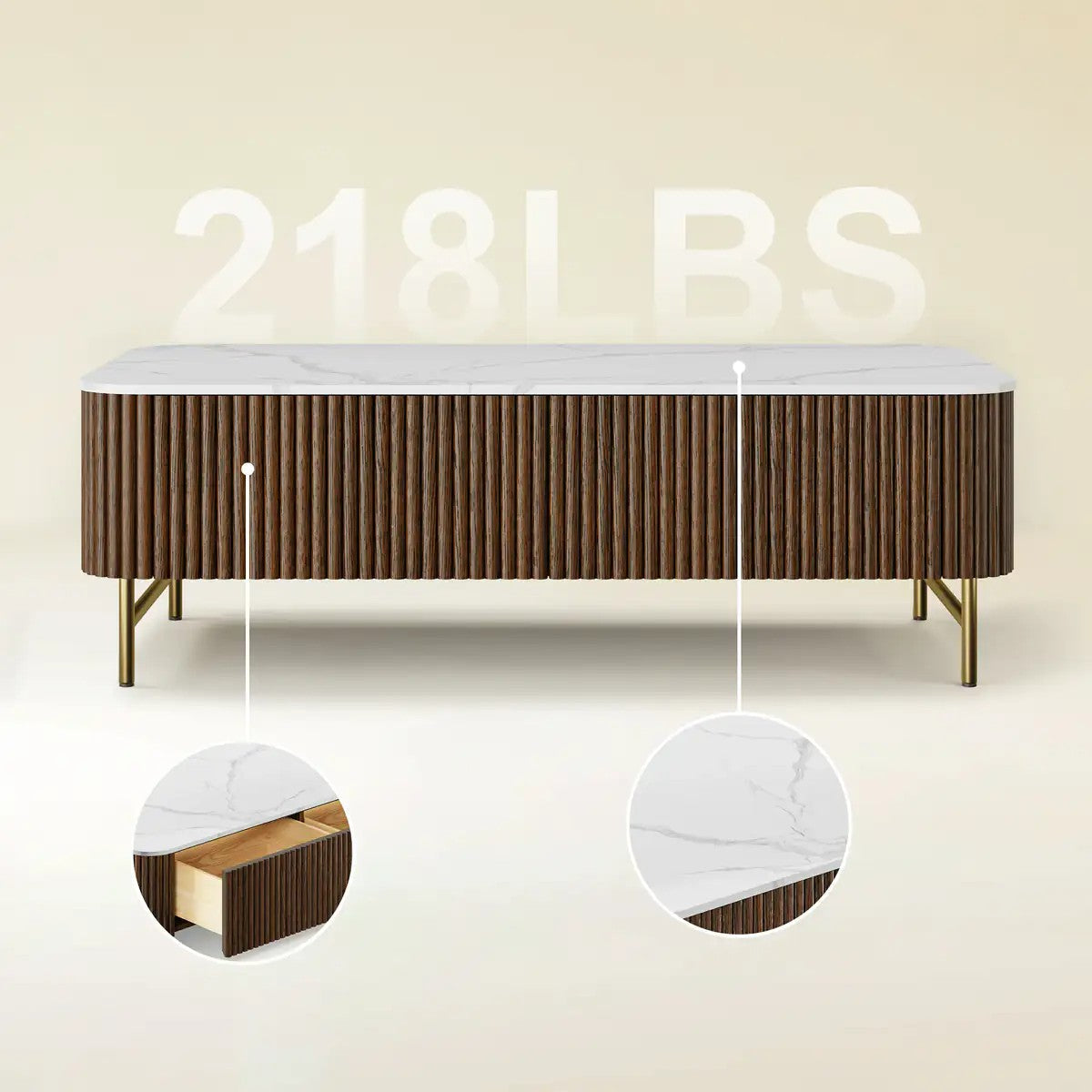 Cedar Oak Stone Coffee Table 47"W For Living Room