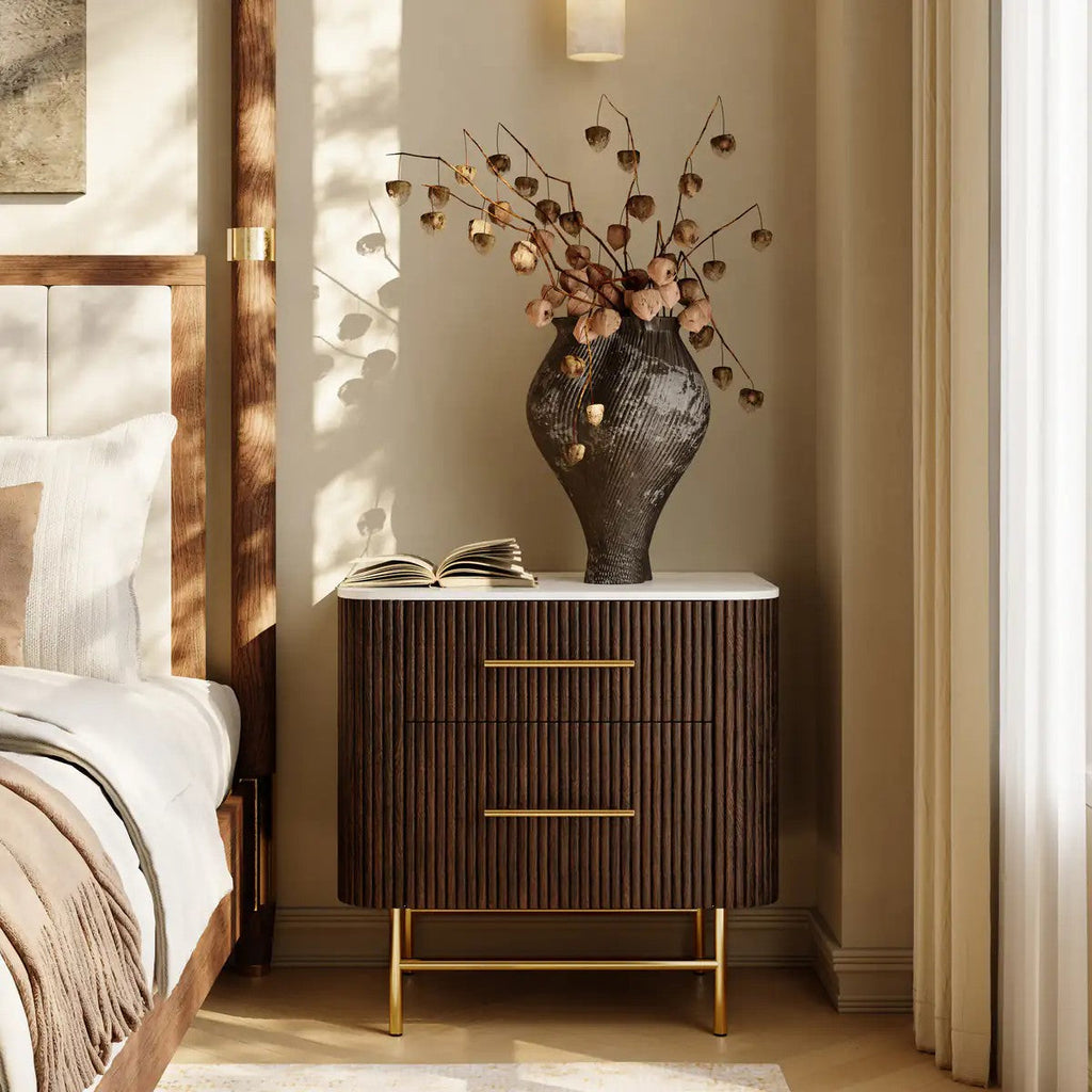 Cedar Oak Stone Nightstand 26" For Bedroom