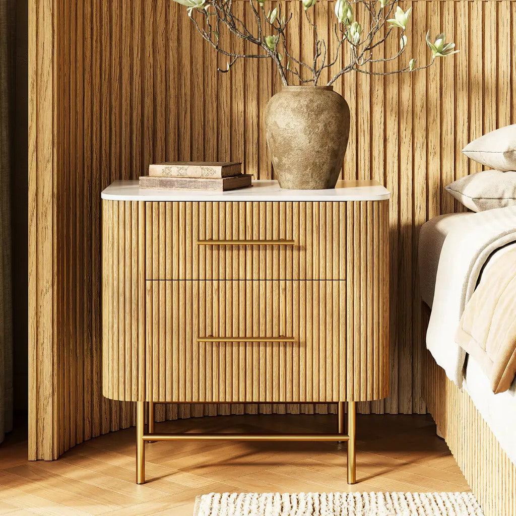 Cedar Oak Stone Nightstand 26" For Bedroom