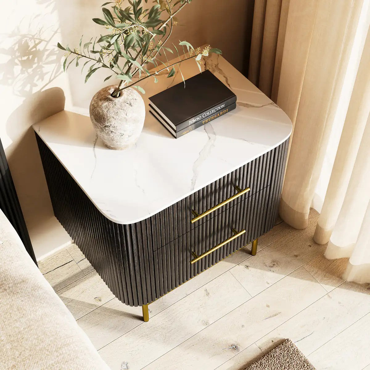 Cedar Oak Stone Nightstand 26" For Bedroom