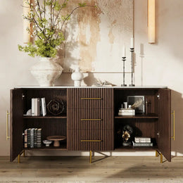Cedar Oak Stone Sideboard With Drawers For Dining Room