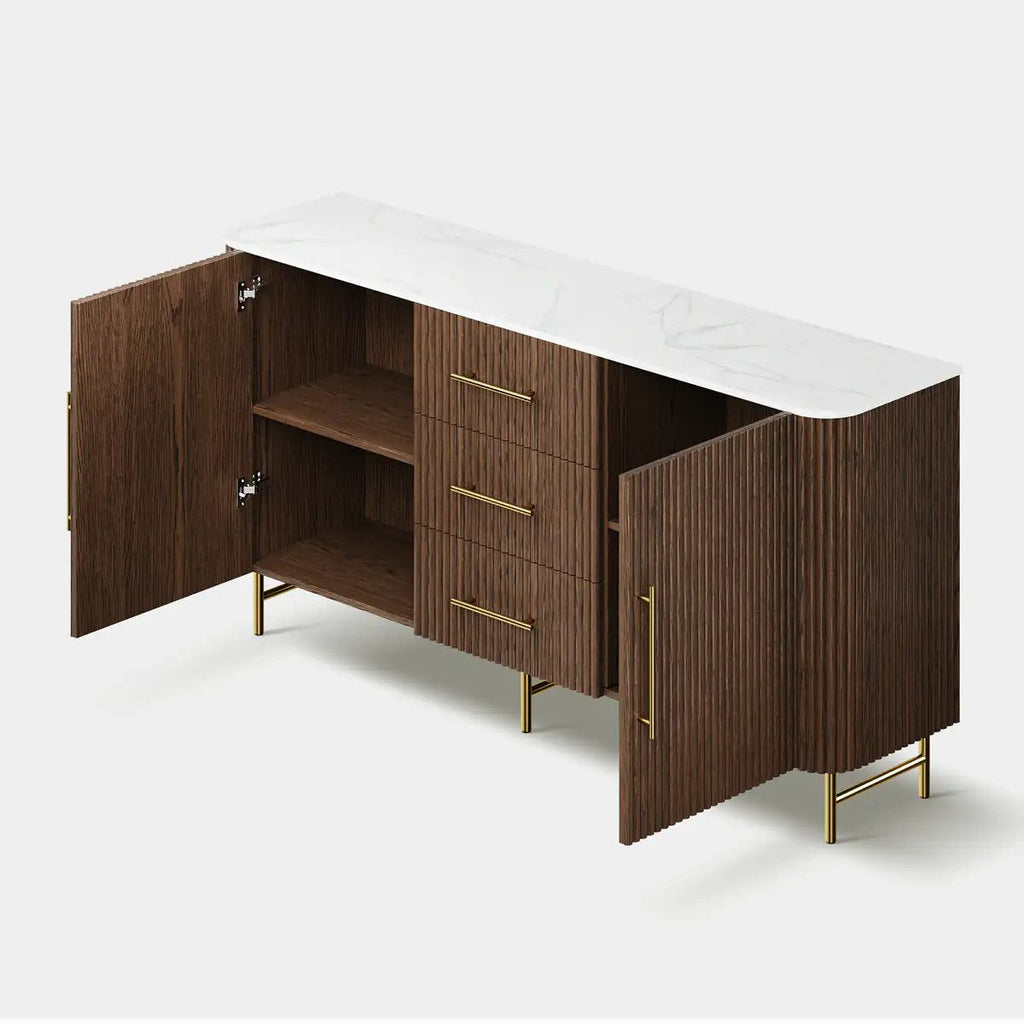 Cedar Oak Stone Sideboard With Drawers For Dining Room