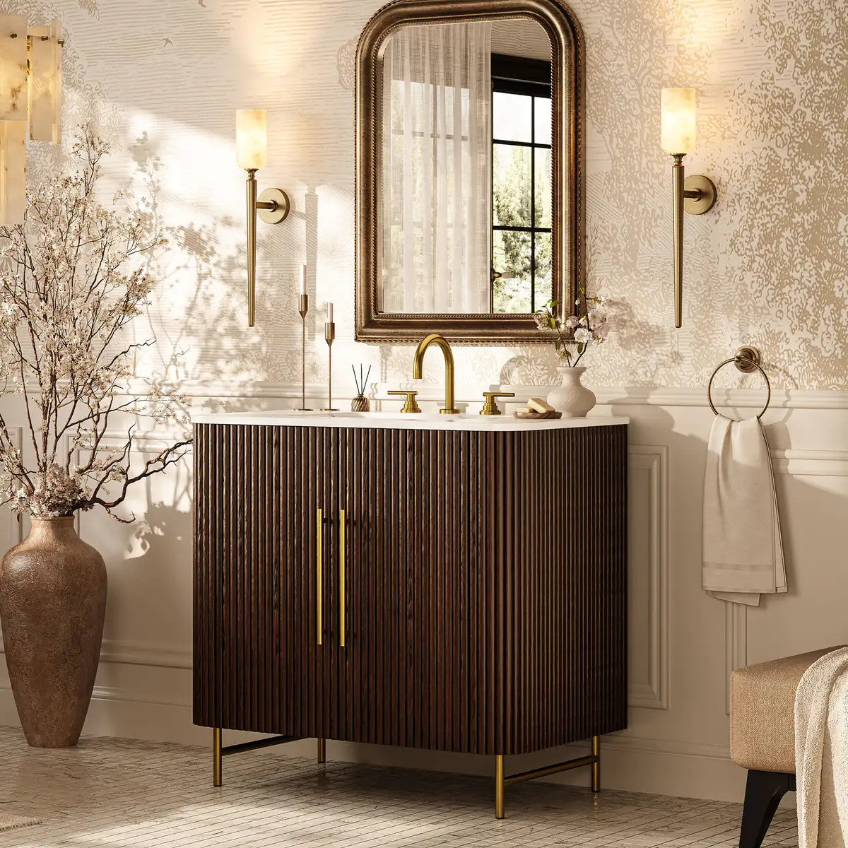 Cedar Oak Stone Bathroom Vanity 36“ with Sink for Bathroom