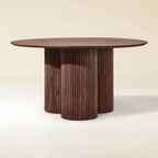 Cedar Oak Wood Dining Table 54"D For Living Room