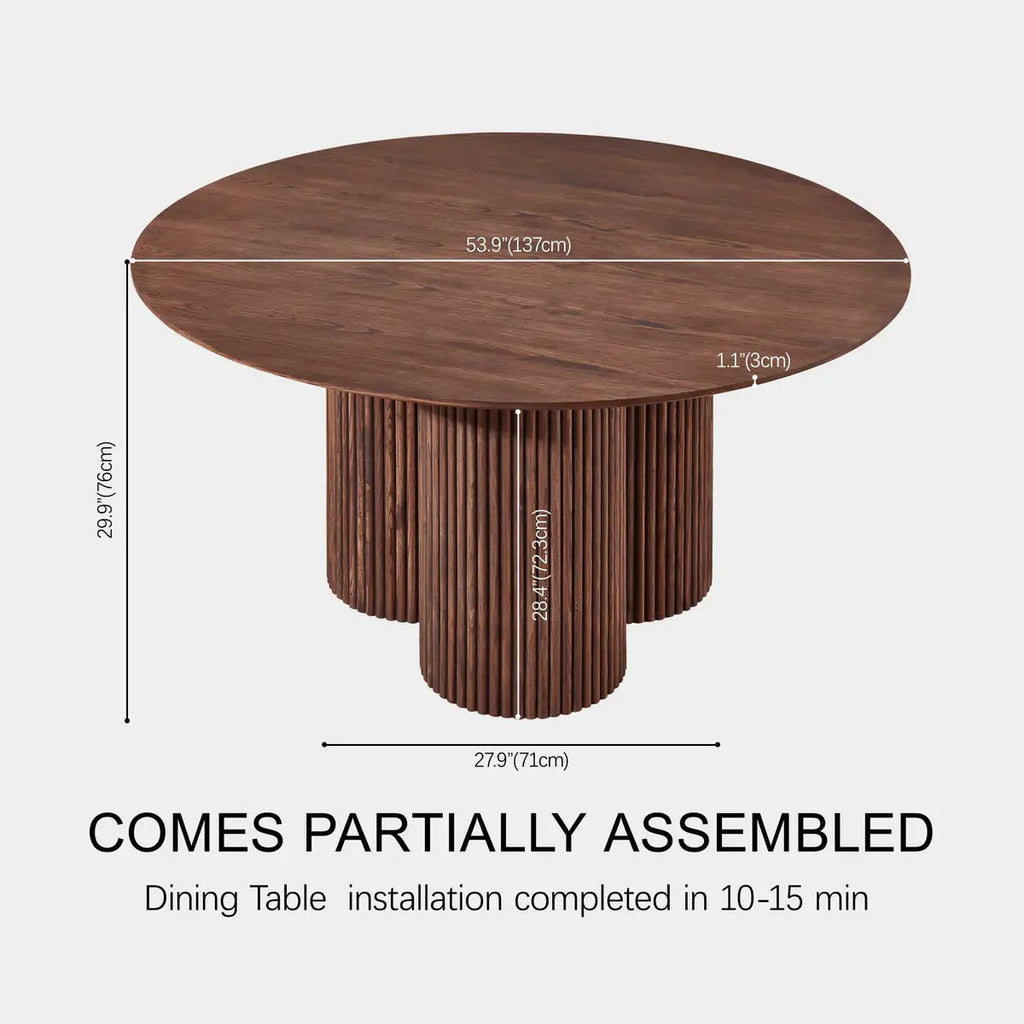 Cedar Oak Wood Dining Table 54"D For Living Room