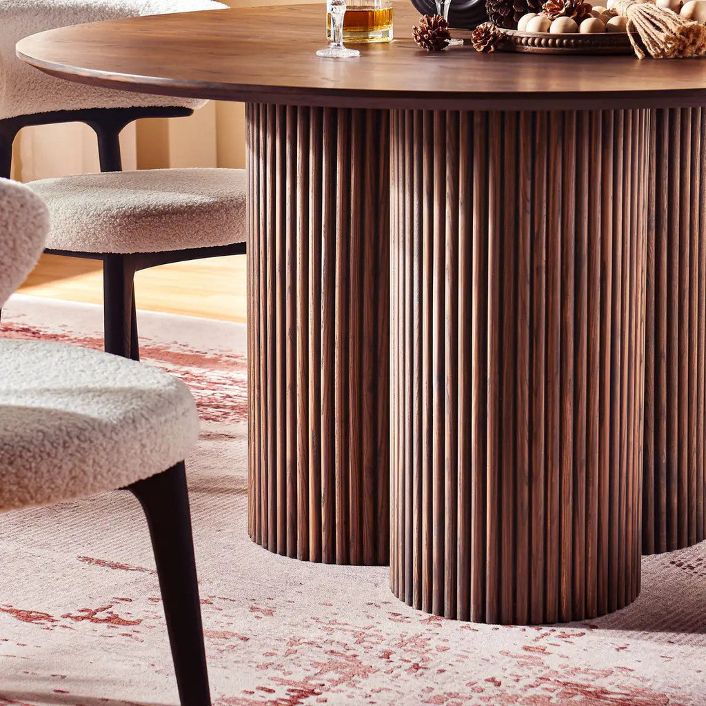 Cedar Oak Wood Dining Table 54"D For Living Room