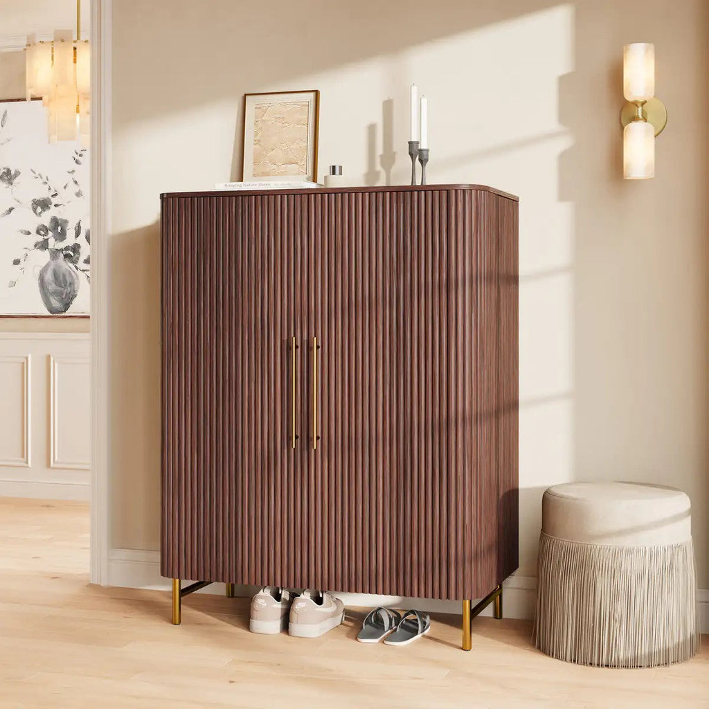 Cedar Oak Wood 2-Door Storage Cabinet 47"W For Entryway & Living Room