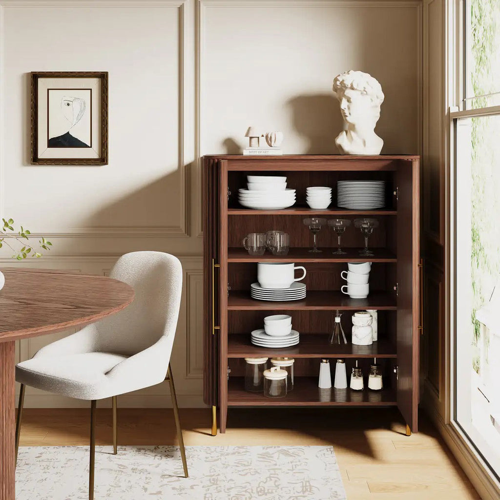 Cedar Oak Wood 2-Door Storage Cabinet 47"W For Entryway & Living Room