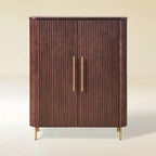 Cedar Oak Wood 2-Door Storage Cabinet 47"W For Entryway & Living Room