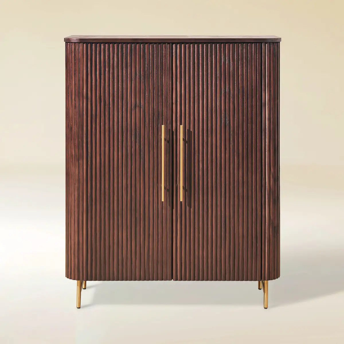 Cedar Oak Wood 2-Door Storage Cabinet 47"W For Entryway & Living Room