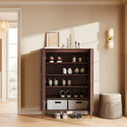 Cedar Oak Wood 2-Door Storage Cabinet 47"W For Entryway & Living Room