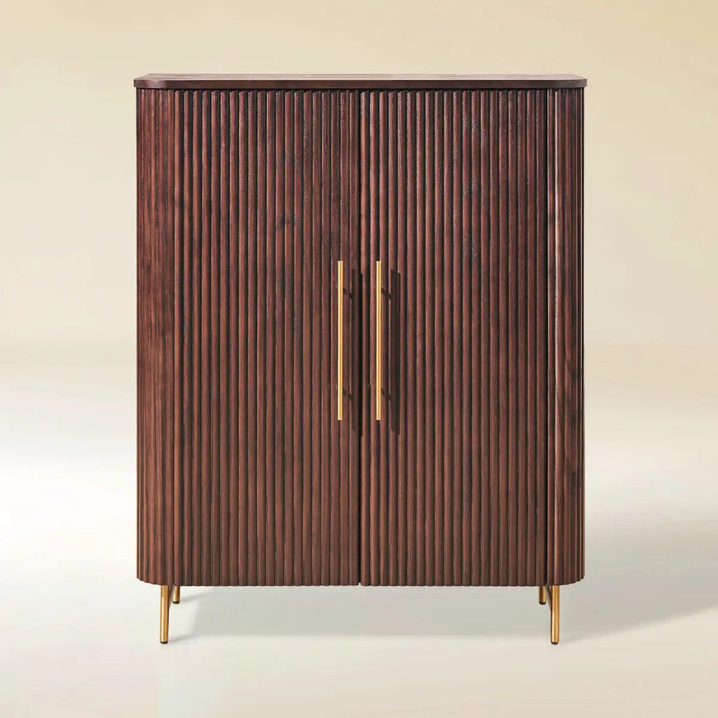 Cedar Oak Wood 2-Door Storage Cabinet 47"W For Entryway & Living Room