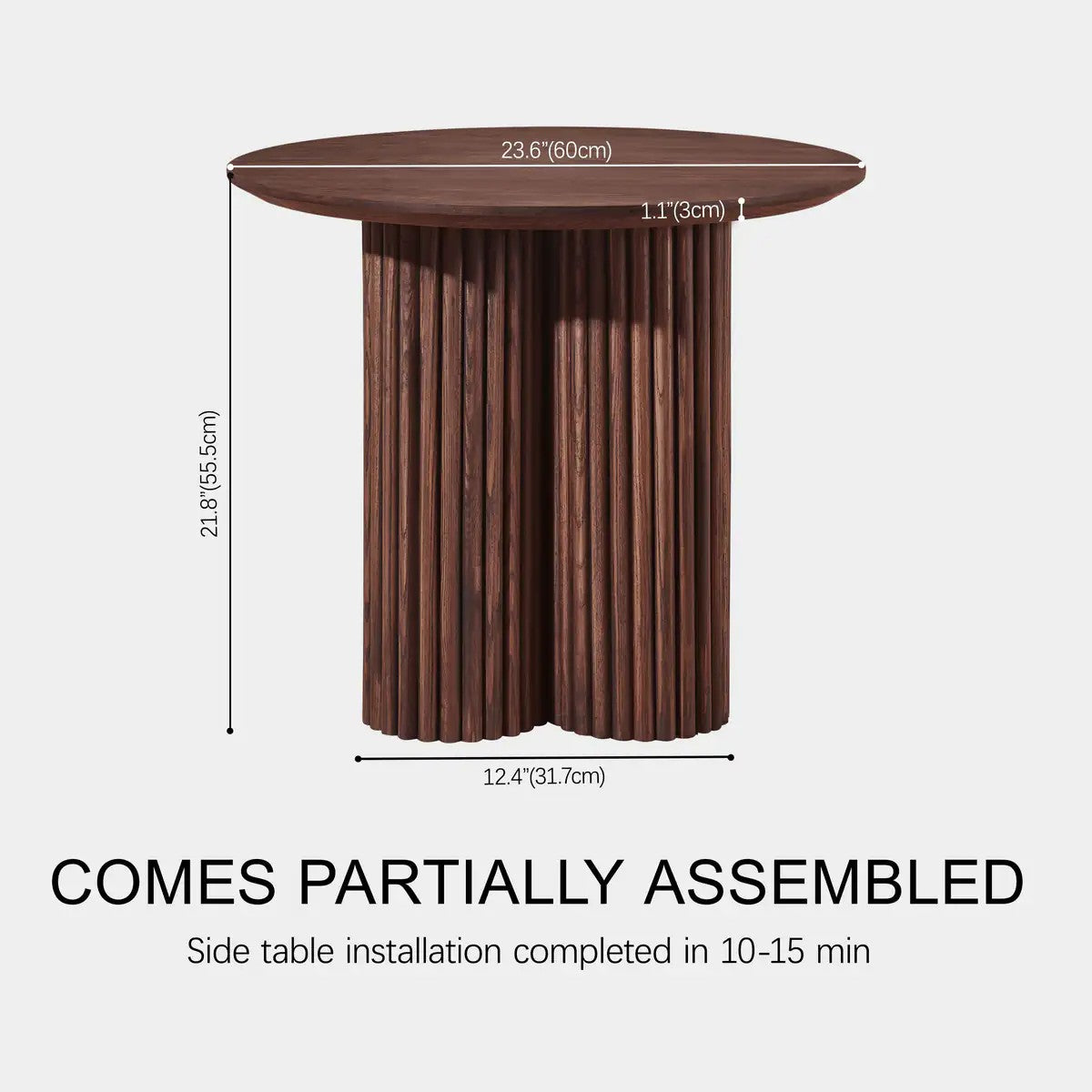 Cedar Oak Wood Side Table 24"D For Living Room