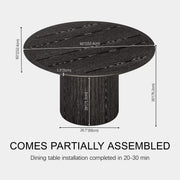 Aurae Fluted Round Dining Table 60”W For Living Room