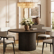 Aurae Fluted Round Dining Table 60”W For Living Room