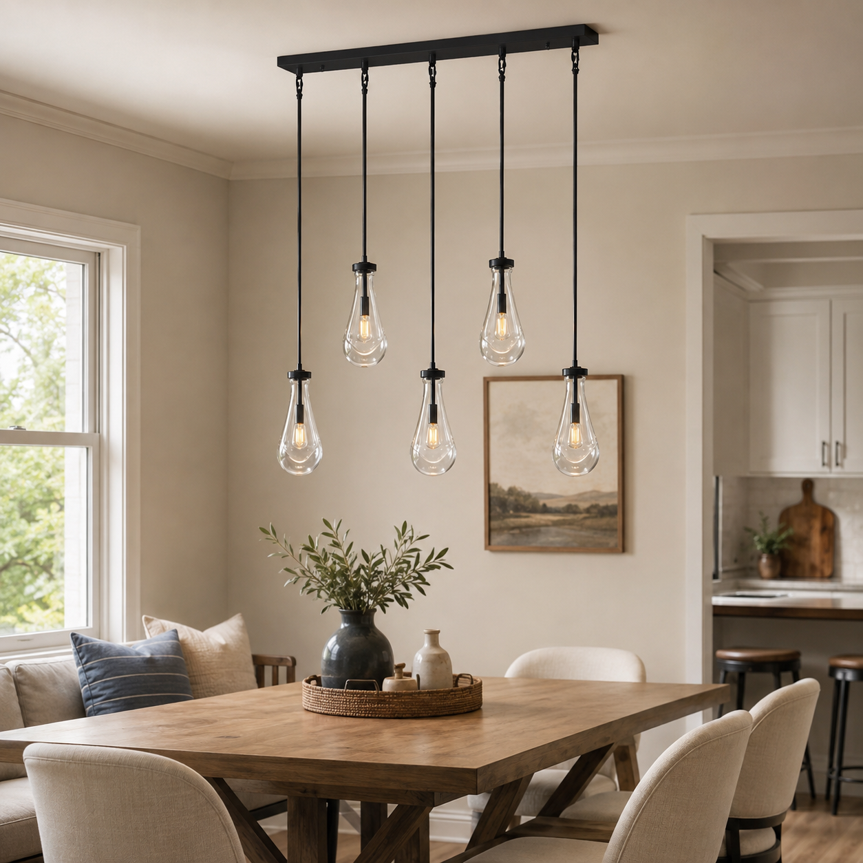 Aurelia Rain Linear Rod Chandelier 36'W