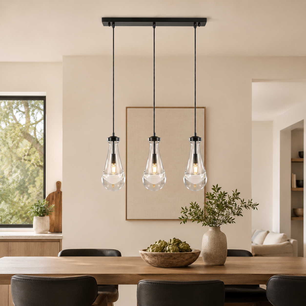 Aurelia Rain Linear Rod Chandelier 22'W