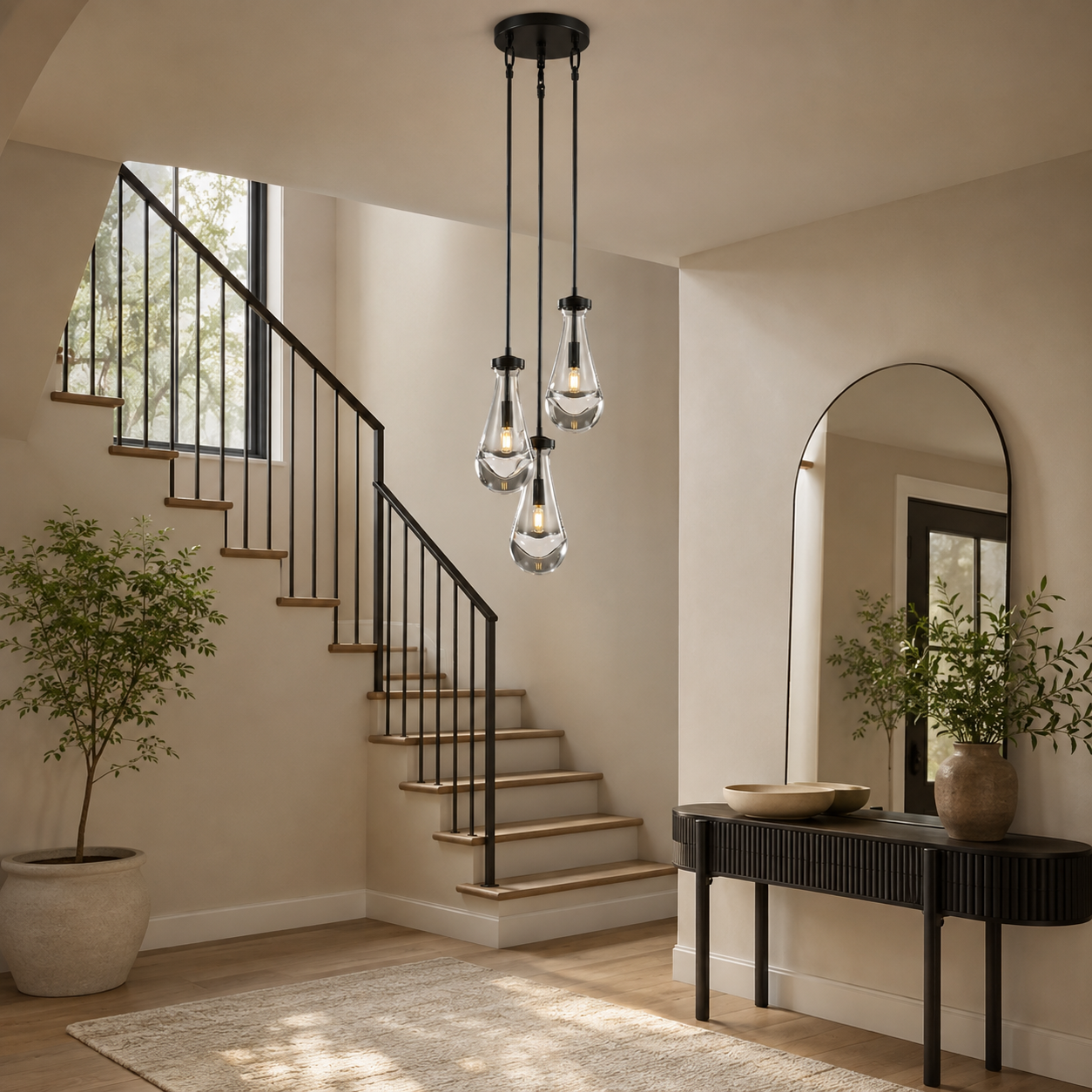 Aurelia Rain Round Rod Chandelier 8"D