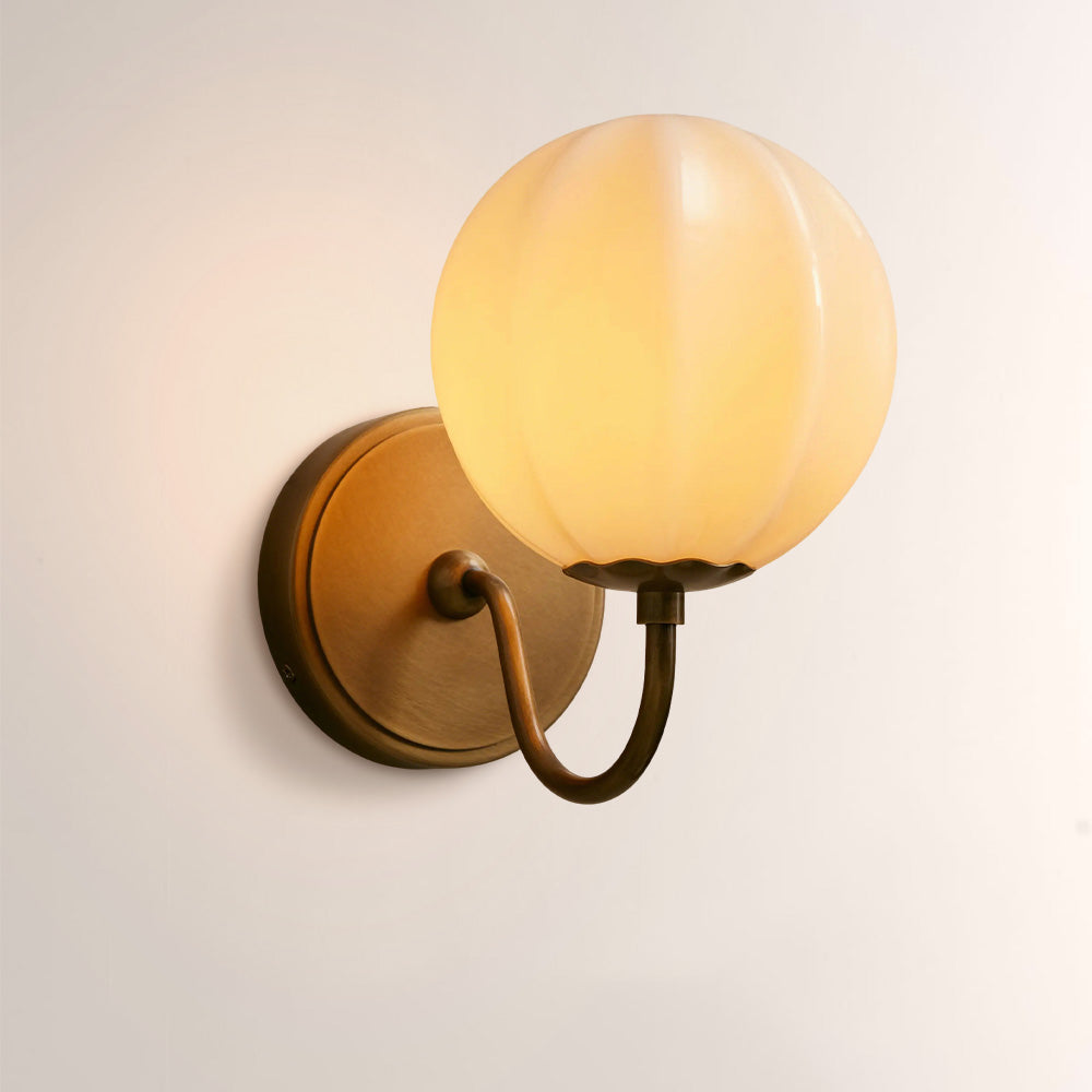 Maren Gooseneck Ribbed Opal Glass Wall Sconce